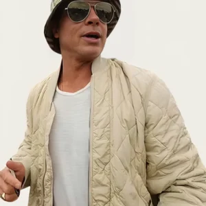Brad Pitt F1 2025 Quilted Off White Bomber Jacket